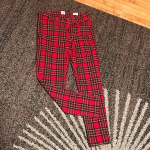 GAP Red Plaid Skinny Ankle Pants